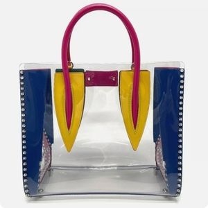 CHRISTIAN LOUBOUTIN Paloma studs Clear bag Vinyl tote Hand Bag Multicolore